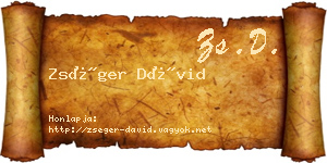 Zséger Dávid névjegykártya